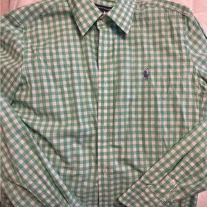 Ralph Lauren Green and White Gingham Fabric shirt.
